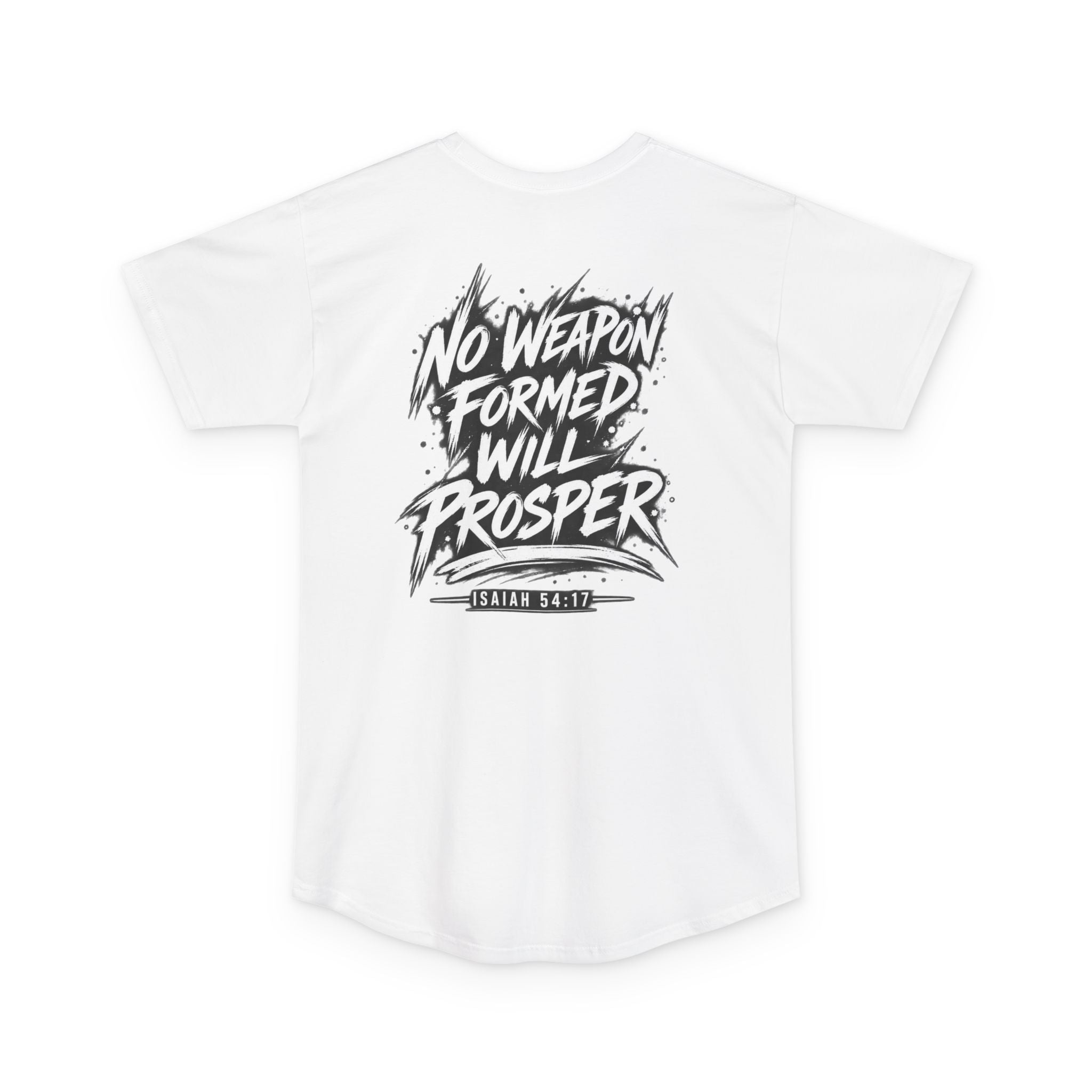 I Cancel I Rebuke I Denounce I Reject — Long Body Tee (No Weapon Formed Will Prosper, Isaiah 54:17)