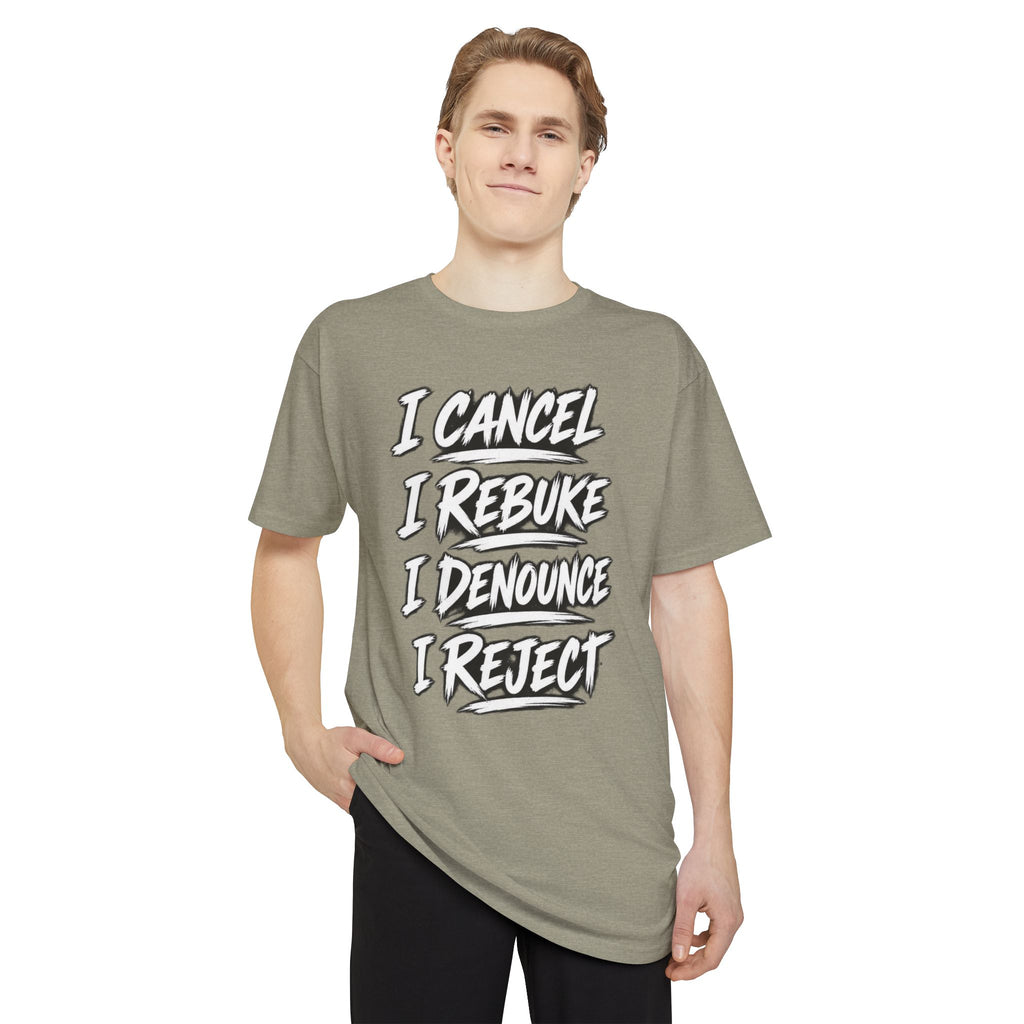 I Cancel I Rebuke I Denounce I Reject — Long Body Tee (No Weapon Formed Will Prosper, Isaiah 54:17)