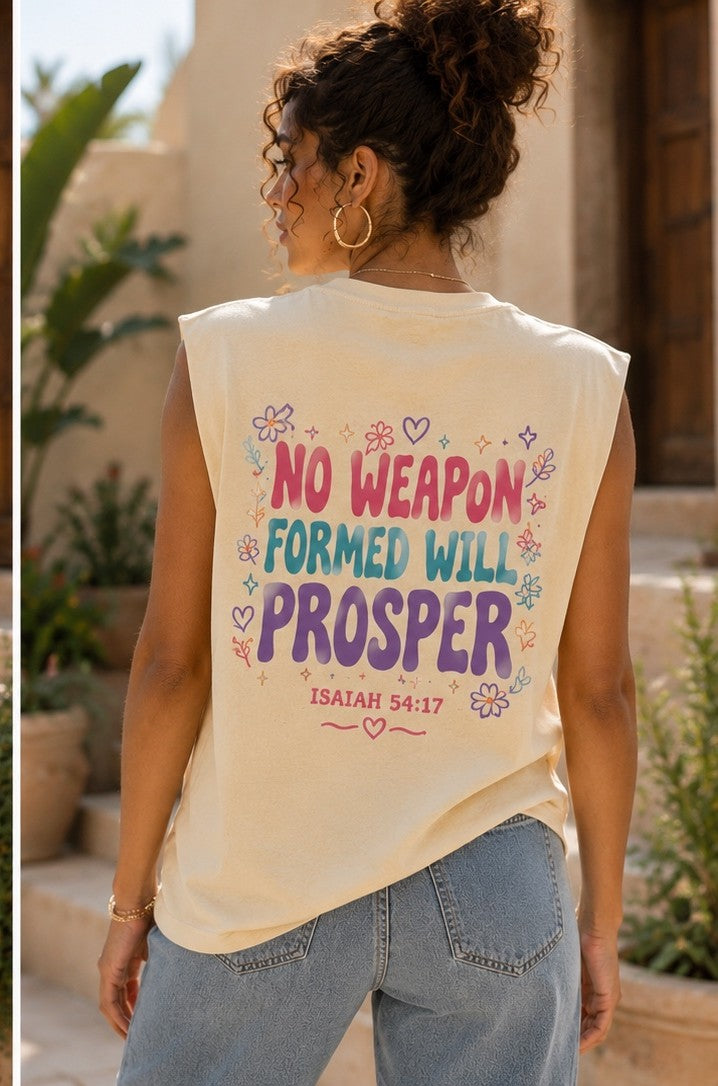 Colorful Women’s Sleeveless Shirt  Title: I Cancel, I Rebuke, I Denounce, I Reject | Isaiah 54:17 Faith Muscle Tee
