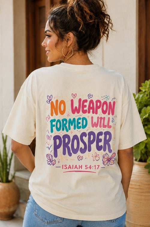 Colorful Women’s Christian T-Shirt  Title: I Cancel, I Rebuke, I Denounce, I Reject | No Weapon Formed Will Prosper Tee