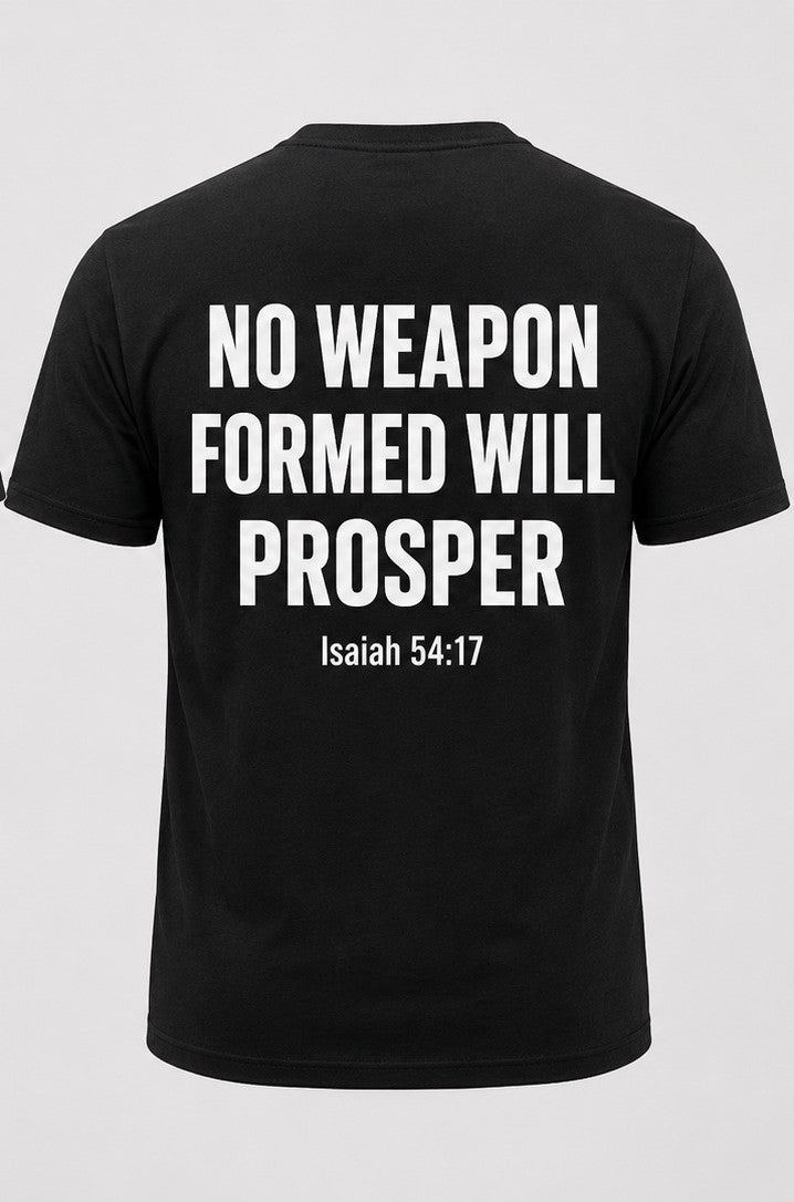 Classic Minimalist Black Tee  Title: I Cancel, I Rebuke, I Denounce, I Reject | Isaiah 54:17 Minimalist Christian Shirt